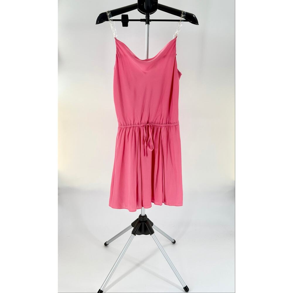 Mustard Seed NWT Pink Mini Summer Dress Gold Chain Pearl Strap Barbiecore Medium